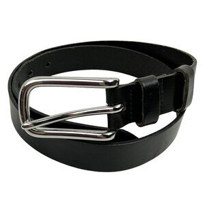 New Banana Republic Genuine Leather Belt With Silver Buckle Womens Black Classic